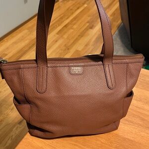 Fossil Chestnut Pebbled Leather Tote